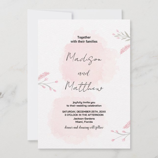 Pink Flower Wedding Invitations (Front)