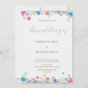 Pink Flower Wedding Invitations