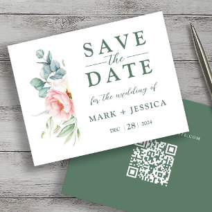 Pink Flower Wedding Save the Date Card