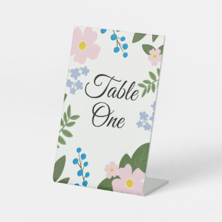 Pink Flower Wedding Tabletop Signs