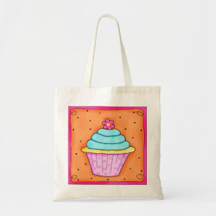 Pink Flower Whimsy Cupcake Tote Bag