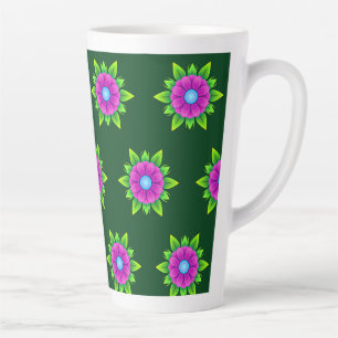 Pink Flower with Green Leaves-23856 Latte Mug