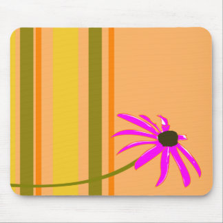 Pink Flower With Stripes Mouse Mat