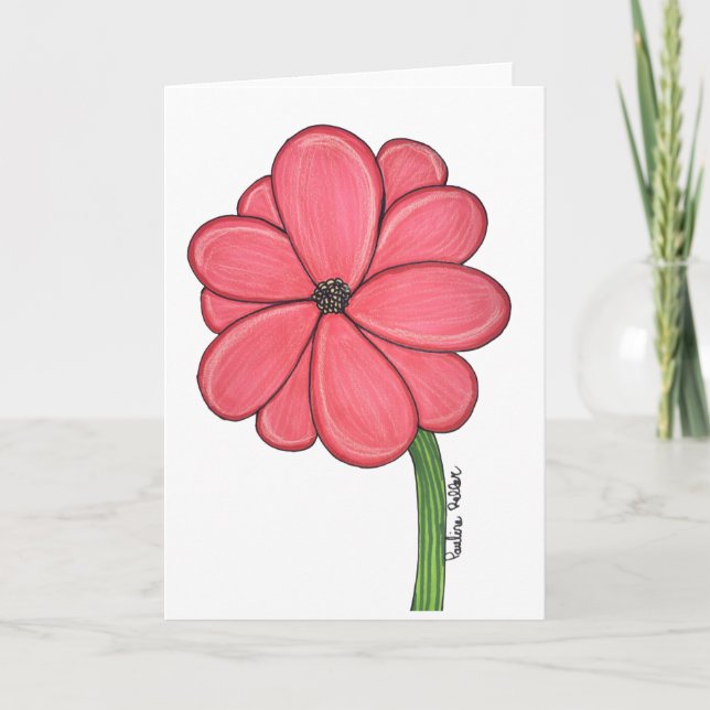 Pink Flower with White background blank Card (Front)