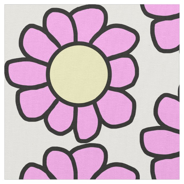 Pink Flower with Yellow Centre Fabric (Close Up)