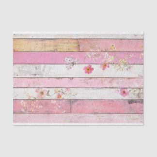 Pink Flower Wood Plank Decoupage Paper