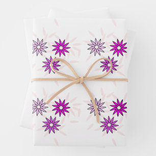 Pink flower wrapping paper sheet
