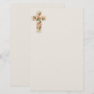 Pink Flowered Cross Stationery