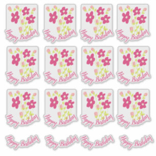 Pink Flowered Custom-Cut Vinyl Sticker