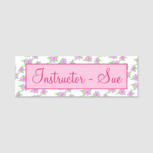 Pink Flowered Personalised Name Tag