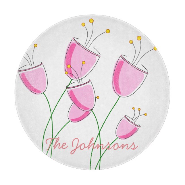 Pink Flowerfield Cutting Board (Front)