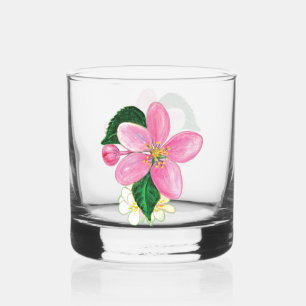 Pink Flowering Blossoms of a Nectarine Tree   Whiskey Glass