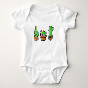 Pink flowering Cactus cacti succulents Baby Bodysuit