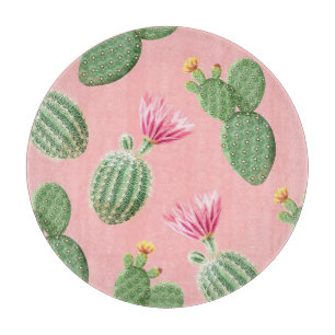 Pink Flowering Cactus Light Background Cutting Board