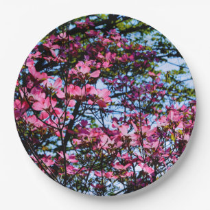 Pink flowering Dogwood tree Paper Plate