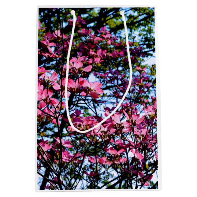 Pink flowering dogwood tree photo medium gift bag (Front)