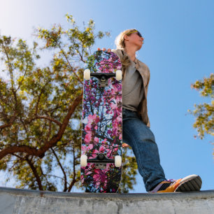 Pink flowering dogwood tree photo  skateboard