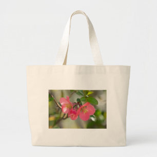 Pink Flowering Quince Glow Large Tote Bag