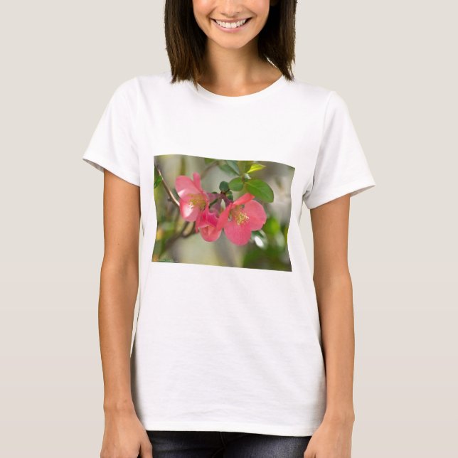 Pink Flowering Quince Glow T-Shirt (Front)