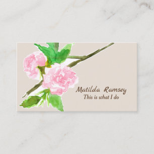 Pink Flowering Tree Watercolor Botanical Business Card