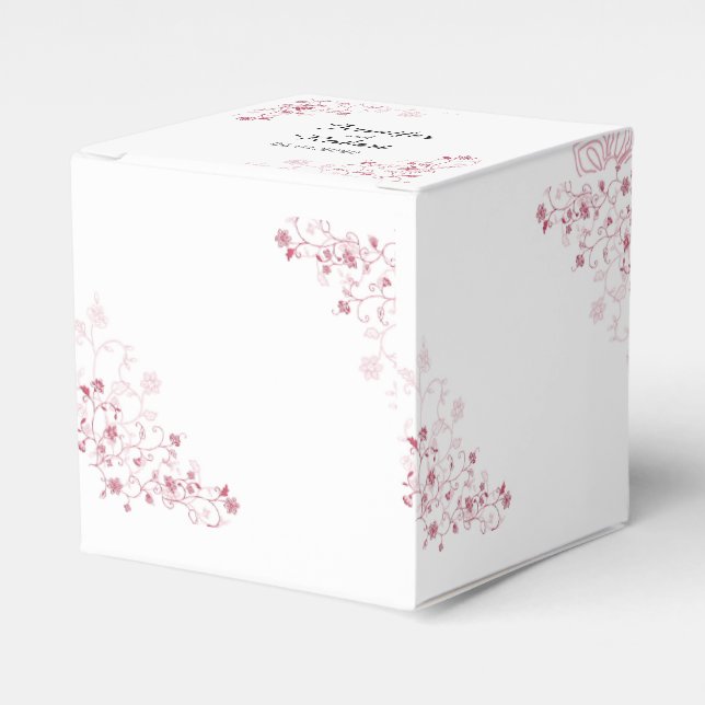 Pink Flowering Vines Wedding Favour Box (Front Side)