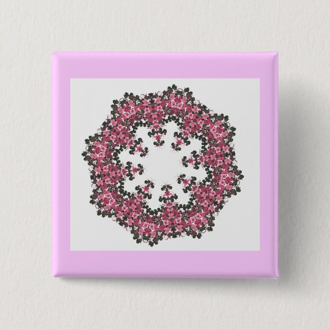 Pink Flowers 15 Cm Square Badge (Front)