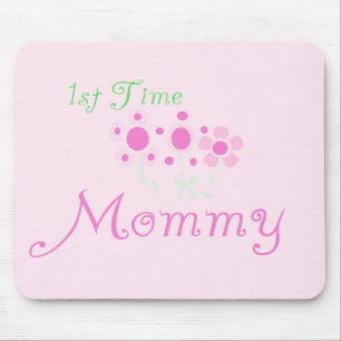 Pink Flowers 1st Time Mummy tshirts and Gifts Mouse Mat