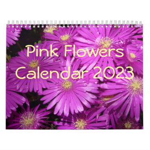 Pink Flowers 2023 Calendar with Large Numbers