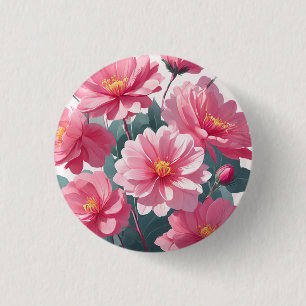 Pink Flowers 3 Cm Round Badge