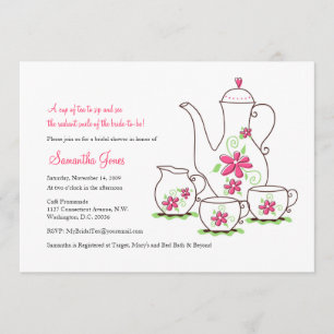 Pink Flowers, 5x7 Tea Party Invitations