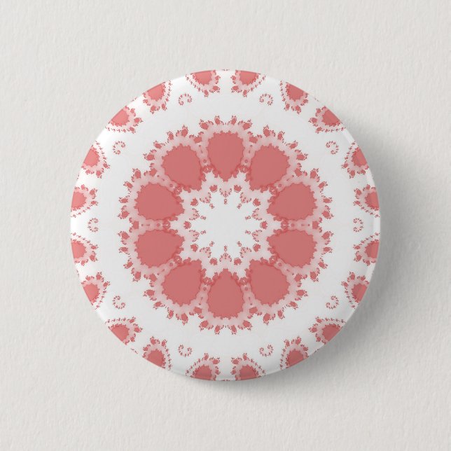 PINK FLOWERS 6 CM ROUND BADGE (Front)