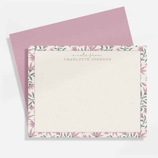 Pink flowers  | a note from, flat note card (Creator Uploaded)