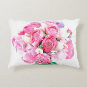 Pink Flowers Accent Pillow