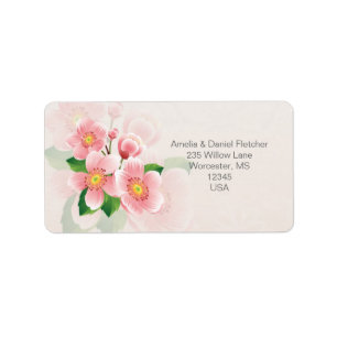 Pink flowers Address Label
