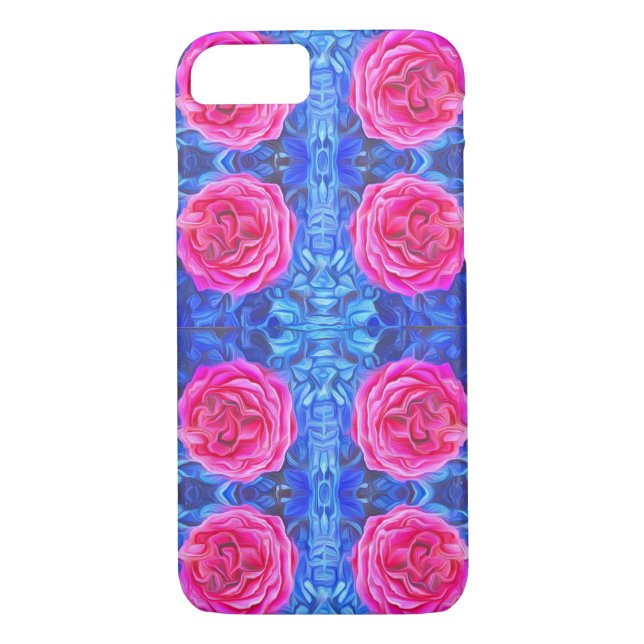 Pink Flowers against Blue Case-Mate iPhone Case (Back)