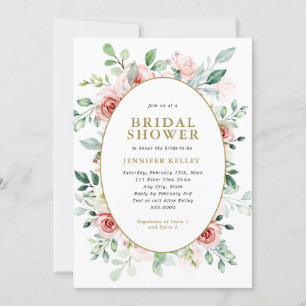 Pink Flowers All-over Design Bridal Shower Invitation