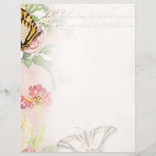 Pink flowers and butterflies (Front)