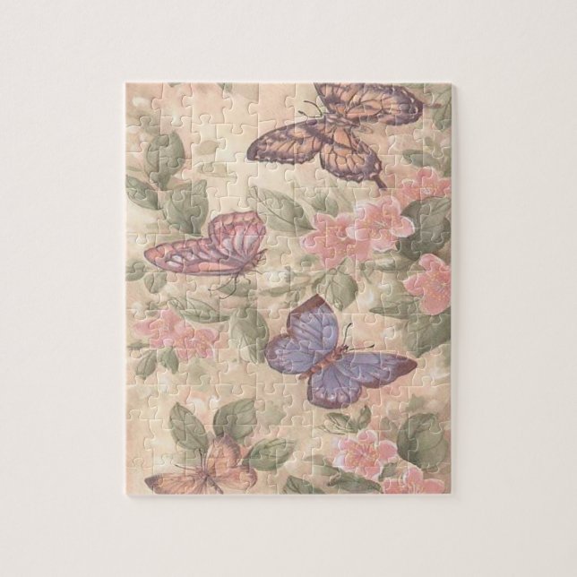 Pink Flowers And Butterflies Jigsaw Puzzle (Vertical)