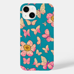Pink Flowers and Butterflies Pattern Background  Case-Mate iPhone 14 Case