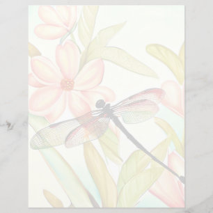 Pink flowers and dragonfly