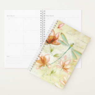 Pink flowers and dragonfly planner