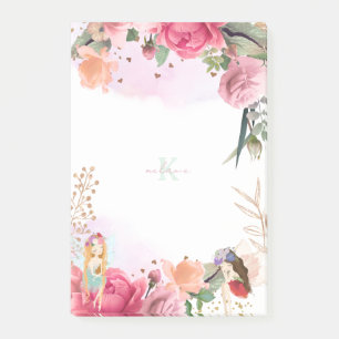 Pink Flowers And Fairies Girl Post-it Notes