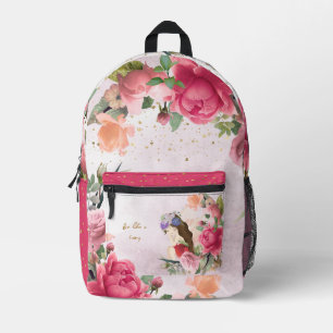 Pink Flowers And Fairies Girl  Printed Backpack