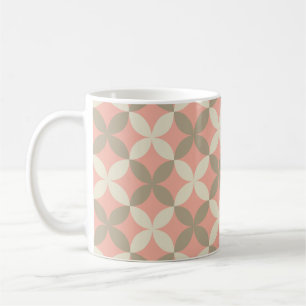 pink flowers and gray leaves patterned coffee mug