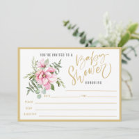 Pink Flowers and Greenery Baby Shower Fill In