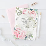 Pink Flowers and Greenery Elegant Vintage Wedding Invitation<br><div class="desc">Impressive blush pink watercolor flowers and greenery foliage wedding invitations.</div>