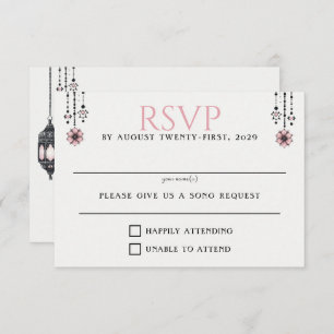 Pink Flowers and Lanterns RSVP Card