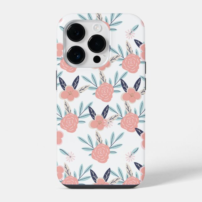 Pink Flowers And Leaves  iPhone Case (Back)
