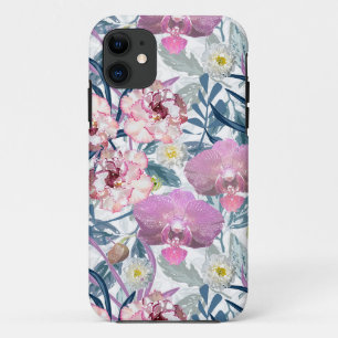 Pink flowers and orchid. iPhone 11 case