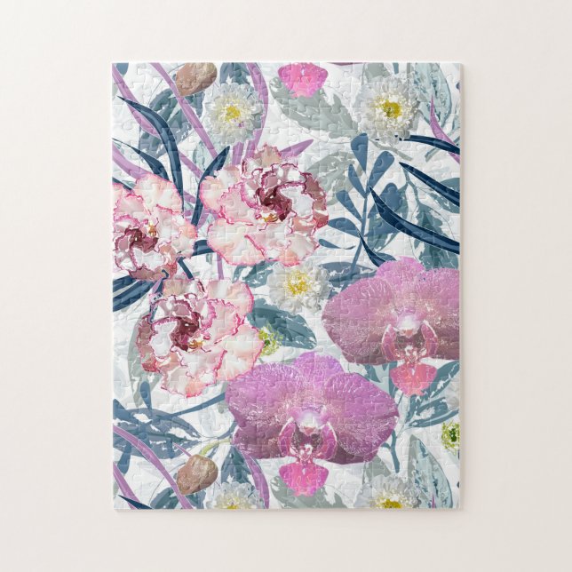Pink flowers and orchid.  jigsaw puzzle (Vertical)